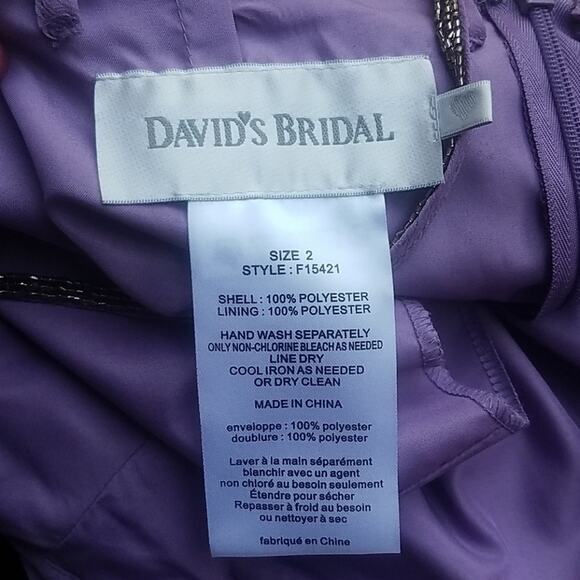 David's Bridal | Lavender Beaded Formal Dress 2 Bridal - Picture 8 of 8